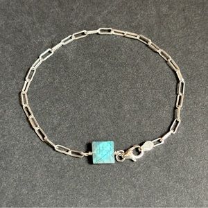 Labradorite Bracelet Paper clip sterling silver trendy jewelry